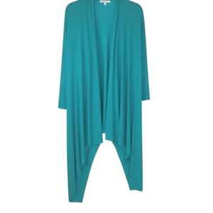 Worthington Teal Draped Open-Front Cardigan